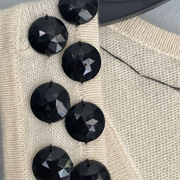 LINE 100% Cashmere Sweater Racerback Size XS S Beaded Neckline SOFT Quiet Luxury - Picture 4 of 15